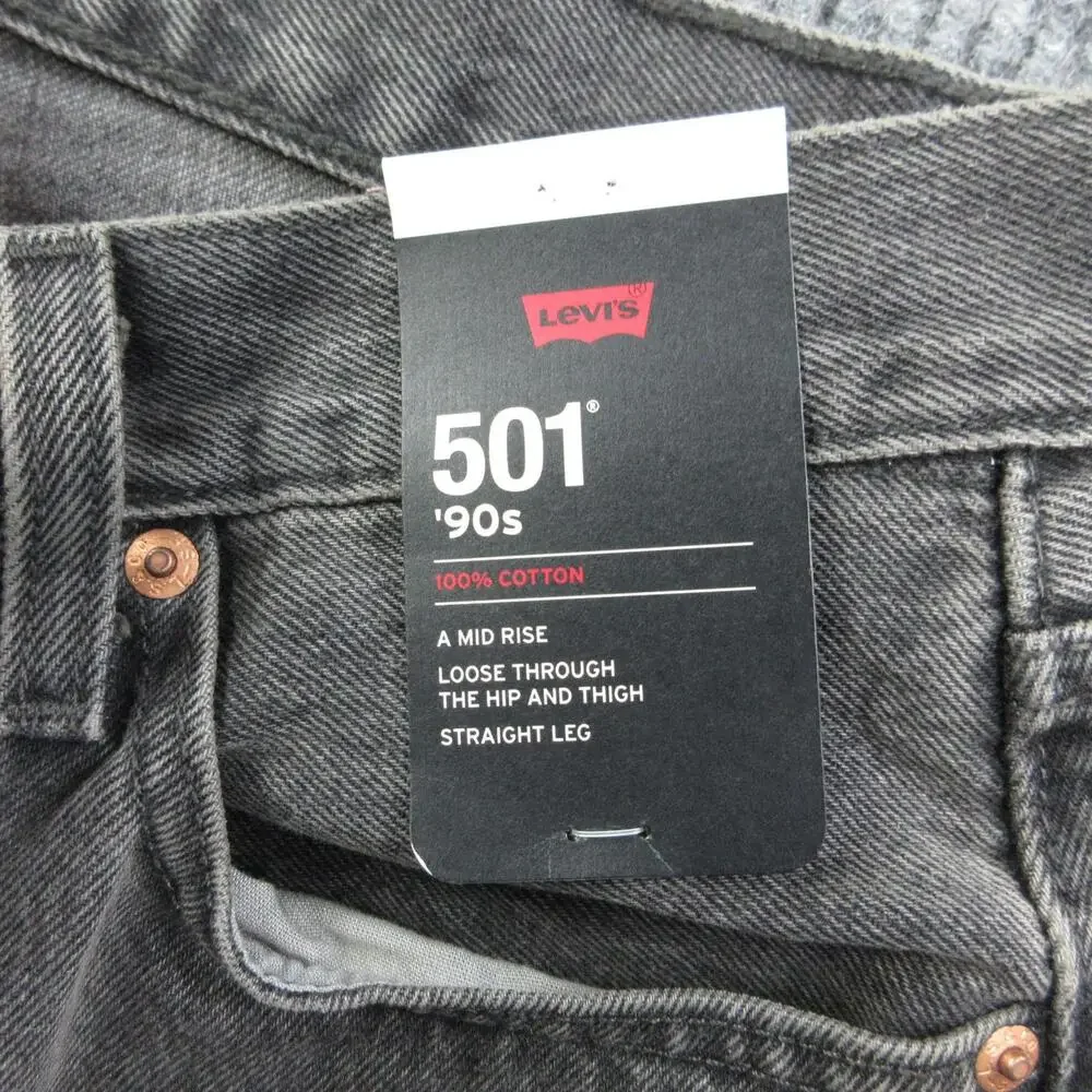 Levi's 501 '90s Jeans Mens 28 Black Cropped Straight Relaxed Denim 29x27.5* NWT